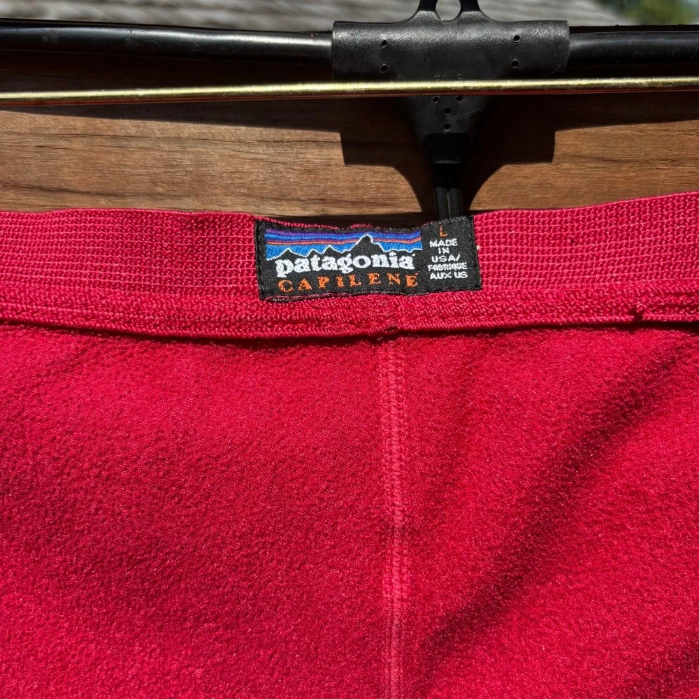 Patagonia Capilene Base Layer Pants Mens L Red Excellent Made in USA Fleece